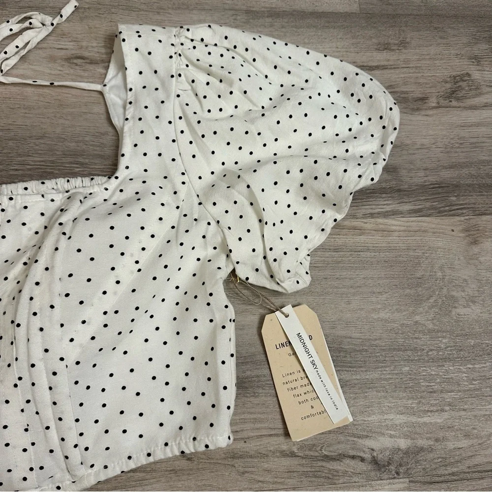 NWT Midnight Sky White Polka Dot Women's Top size Large - Picture 4 of 8